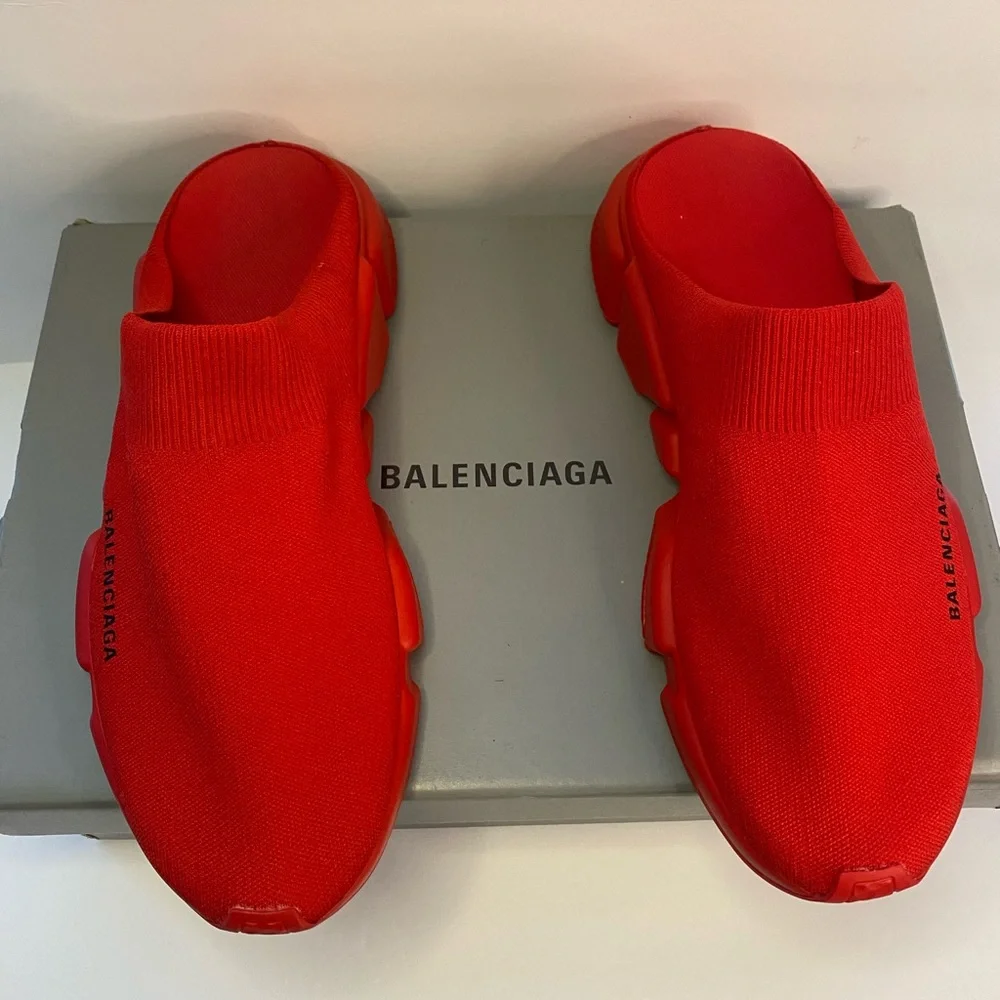 New Authentic Balenciaga Red Speed Mule sneakers Sandals